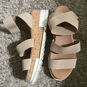 CUSHIONAIRE Nude Espadrille Wedge Sandal